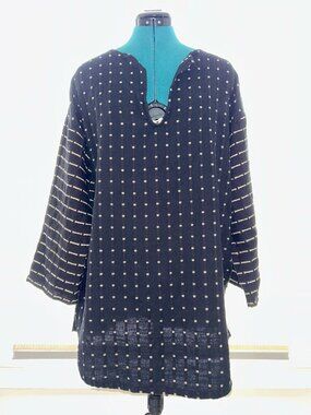 Ace & Jig Black Blouse/Tunic with White Embroidered Detail